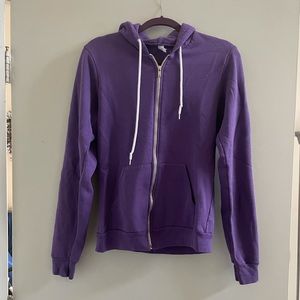 Purple unisex American Apparel zip up- size medium.
